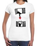 Lock Down Love Heart Banksy Womens T-Shirt (Medium, White)