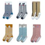 FedMois 6 Pairs Baby Little Kids Knee High Socks Anti-slip Long Socks Cotton, Animals, 1-3 Years