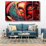 Hazzelnut Casperme Multiple Frames Beautiful Religious Buddha Art Wall Painting For Living Room, Bedroom, Hotels & Office, Decorative Modern Art Prints with 7 Mm Hard Wooden Board (50 X 30 Inches)