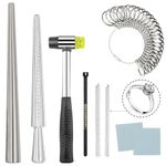 Ring Sizer Mandrel UK Ring Making Tool Kit Ring Shaper Tool Fix Bent Rings Metal Size Measuring Repair Kit with Jewelry Mallet