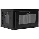 NavePoint 6U Wall-Mount Network Cabinet for 19" IT Equipment, A/V, Perforated Door and Removable Side Panels, Locks, 2 Fans, 450mm Depth, Hinged Back
