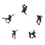 Skateboarder Skateboarding Wall Decals for Boy Girls Bedroom, 5 Pcs Inspirational Wakeboarding Sport Wall Sticker Art Decor Wallpaper for Kids Playroom Living Room Skateboard Home Decoration