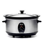 Haden Stainless Steel Slow Cooker, 3.5 litres | 3 Settings, Warm, Low and High | Power Light Indicator | Glass Lid For Easy Viewing