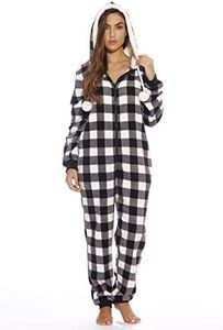 Just Love Adult Onesie/Pajamas,XX-Large,White Buffalo Plaid