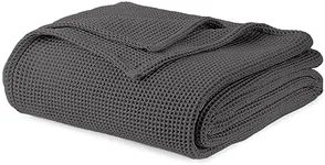 100% Organic Cotton Blanket - Soft Breathable Cotton Waffle Blanket Twin Size for All Seasons - Luxury 320GSM Cozy Warm Lightweight 100% Cotton Blanket Fairtrade Certified (60x90, Gray)