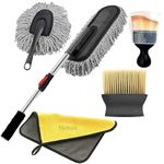 Bizbee 5 PCs Microfiber Car Duster with Long Handle Car Cleaning Brush Exteriror and Interiror Car Cleaning Cloth Car Ac Vent Cleaner Brush for Car, Motorbike, SUVs Car Cleaning Kit (A1)