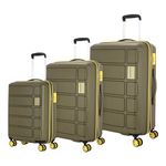 Kamiliant by American Tourister Harrier Zing 3 Pc Set 56 cms, 68 cms & 78 cms- Small, Medium & Large (PP) Hard Sided 8 Wheels Spinner Luggage Set/Suitcase Set/Trolley Bag Set (Miliatry Olive)