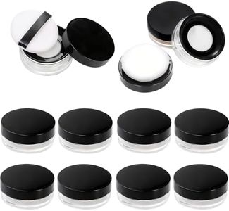 Covzoe 8 Pieces Loose Powder Containers, 10ml/0.34 oz Reusable Plastic Empty Powder Case with Sponge Puff, No Leak Compact Makeup Powder Box Cosmetic Jar Refillable with Sifter and Lid for Travel