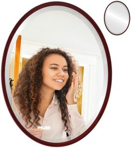 Wall Mirror Oval Shape Wood Frame - Bathroom Mirror for Over Sink, Home Decor, Vanity, Bedroom, Living Room, Entryway - 21.1x31.1 Outside Dimensions - Mirrors for Wall Decoration (Black Cherry)