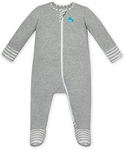 Love To Dream Enclosed Foot Romper - Two Way Zipper - Avoid Scratching - Warm Hands - 93% Cotton, 7% Elastane - Light and Ultra Breathable - Versatile - Sleep and Play - Newborn - Grey Marle