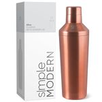 Simple Modern Cocktail Shaker for Bar with Jigger Lid | Stainless Steel Gifts for Women & Men | Classic Cocktail Shaker | 20oz | Metallic Copper