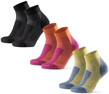 DANISH ENDURANCE Calcetines Senderismo Antiampollas, Calcetines Cortos, Hombre y Mujer, 3 Pack, Multicolor (1xAmarillo/Gris Pedernal, 1xFucsia/Naranja, 1xNegro), 39-42