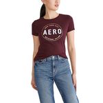 AEROPOSTALE Women's Circle Short Sleeve Graphic Tee, Rich Burgundy, Large