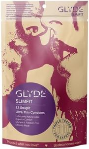 GLYDE Slimfit - Snug Fit Condoms - 12 Count - Ultra-Thin, Vegan, Non-Toxic, Smaller Size Natural Rubber Latex - 49mm for Tighter Fit