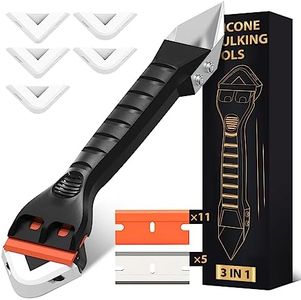 Silicone Caulking Tool Caulk Remover 3 in 1 - Upgraded Grout Removal Tool Kit Smooth Caulk for Bathroom Tub Shower Window Floor Glue Trowel Paint Scraper Stocking Stuffers Tools Gifts for Men Wome