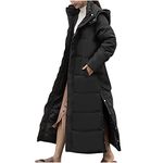 Long Winter Coats Puffer Jackets for Women Solid Colour Long Quilted Overcoats with Fur Trimmed Hooded Ladies Padded Puffer Parka Winter Warm Jacket Coat