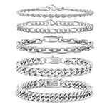 VNOX Silver Chain Bracelets for Men