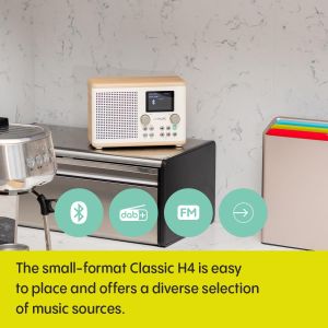 Pure Classic H4 Digital Kitchen Radio – DAB+/FM, Bluetooth, White/Oak