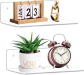 Woodloart Acrylic Floating Wall Shelves, 9 Inch, No Drill Adhesive, Set of 2, for Funko Pop Storage, Living Room, Bathroom, Gaming Room, Display Shelf Organizer for Bathroom (Transparent)