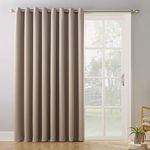 Sun Zero Easton Extra-Wide Blackout Grommet Sliding Patio Door Curtain Panel, Stone, 100" x 84"