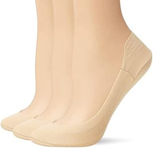 HUE Women's Hidden Cotton Perfect Edge Liner Sock with Gel Tab, Cream - 3 Pair Pack, One size