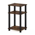 Furinno 3-Tier Turn-N-Tube End, Side Table, Nightstand, Engineered Wood, Amber Pine/Black, 1-Pack