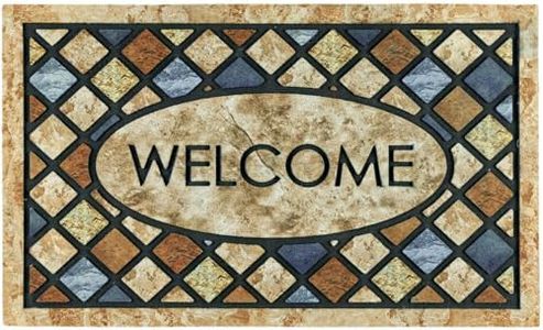 EverVanz Blue Welcome Door Mat 43 * 76cm Front Doormat Outdoors for Home Entrance Outdoors Mat for Outside Entry Way Doormat Entry Rugs, Heavy Duty Non Slip Rubber Back Low Profile 021