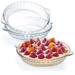 Kingrol 3 Pack Glass Pie Plates with Handles, 9 Inches Baking Dishes, Clear Glass Serving Plates for Snacks, Salads, Desserts