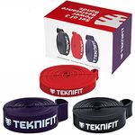 Teknifit Set of 3 Pull Up Resistance Bands - Full Body Workout and Home Fitness Solution - Red, Black & Purple Power Bands