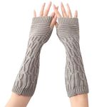 Bold N Elegant Extended Finely Knitted Woollen Warm Comfortable Fingerless Gloves Thermal Mitts Winter Accessories Hand Warmer Gloves for Women (Light Grey)