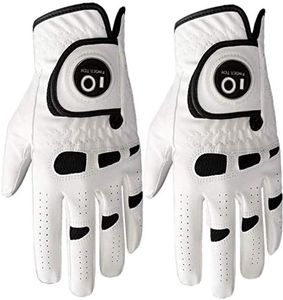 Gant De Golf Hommes Main Gauche Droite Avec Marqueur De Balle Paquet De 2，Gants De Golf Cuir Durable Doux Confortable En Forme Taille Petit Moyen Grand Xl Blanc (Main Gauche(Worn on Left Hand ), M)