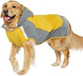 IECOii Dog Raincoat, Adjustable Dog Rain Jacket with Reflective Stripes, Dog Rain Coat with Hood, Waterproof Lightweight Dog Coat, Dog Raincoat with Magic Sticker, Dog Raincoats for Medium Large Dogs