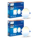 Philips Plastic 15W Round Wi-Fi Smart Led Ceiling Light for Home with Music Sync Function|Amazon Alexa & Google Assistant Compatible|Cut Out: 6 Inch|Tunable White,Pack of 2 (Wiz Prime Neo)