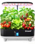 Hydroponics Growing System Kit, 16 Pods, Vertical 8L Indoor Gardening System for Herb Vegetable Fruit, with LED Grow Light, Smart Water Circulation, 3 Light Modes & 2 Timer, Black