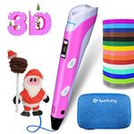 Sunfuny 3D Pen for Kids,3D Printing Pen Kit with Portable Bag＆150 Feet 15 Color PLA Filament Refill,stylo Impression 3D Enfant 3D Printer Pen,3D Drawing Pens Doodler 3D Craft Set Xmas Gift (Pink)