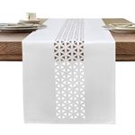 BAZIOE Table Runner White Modern Linen Table Runner Washable Table Runner for Dining Table Furniture Table Decoration 35x183cm