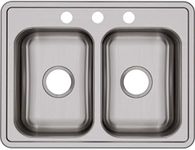 Elkay Dayton D225193 Equal Double Bowl Top Mount Stainless Steel Sink,25 x 19 x 6.5