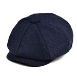 JANGOUL Boys Vintage Newsboy Cap Tweed Flat Beret Cabbie Hat for Kids Toddler Pageboy (Navy, 6-24 Months)