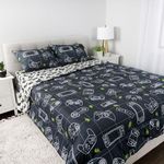 Gamer Full Bedding Set EXPRESSIONS (5 Piece Set, Bed in Bag) includes Reversible Comforter, Flat Sheet, Fitted Sheet & 2 Pillowcases