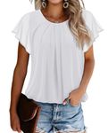 Zeagoo Summer Tops for Women UK Short Sleeve Solid Color Blouses Crewnecks Loose Shirt Tshirt Tops White XL