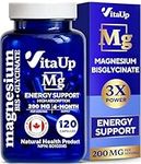 VitaUp Magnesium Glycinate for Men & Women - Magnesium Bisglycinate 200mg Capsules - High Absorption Magnesium Oxide - Muscle Function - Heart & Metabolism Support Magnesium Supplements 120 Vegan Caps