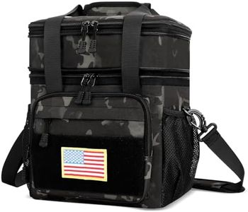 Tactical Lunch Box for Men, Expandable Insulated Lunch Bag, Heavy Duty Lunchbox with Shoulder Strap, Leakproof Cooler Bag for Work Outdoor Picnic Trips, 20 Cans/15L, Black Camo