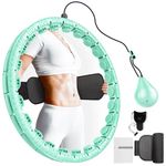 Hula Hoops for Adults Weight Loss，Infinity Weighted Hoop Plus Size with Sweat Belt，Weighted Hula Hoop Waist Trainers for Women at Home Workout Equipment (Vigorous Cyan)