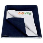 OYO BABY Cotton Waterproof Quick Dry Sheet for Baby| Bed Pad | Baby Bed Protector Sheet for Toddler Children (Large (140Cm X 100Cm, Dark Blue))
