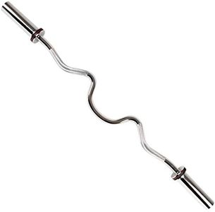 Sunny Health & Fitness OB-48 Olympic Super Curl Bar with Ring Collars, 48"