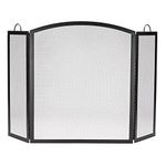 Uniflame S-1507 Large 3 Fold Black Wrought Iron Screen with Arch Top