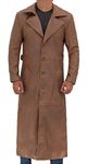 Brown Jackson Antique Real Leather Trench Coat For Men | [1500272] Brown Longcoat, S