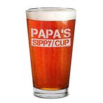 shop4ever Papa's Sippy Cup Engraved Beer Pint Glass 16 oz. Announcement Gift for Grandpa Dad Father's Day