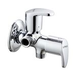 LIPKA Apple Angle Cock Two Way Double Handle Brass Faucet for Connecting Washing Machines, Dishwashers, Hand Showers & Health Faucets | Chrome Finish Faucet/Tap