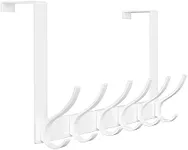 Peasulin Over The Door Hooks, Sturdy Door Hanger, Large Over The Door Towel Rack with 12 Hooks, Heavy Duty Easy to Install, for Bathroom, Bedroom，Kitchen，Hanging Towels, Coats (White)